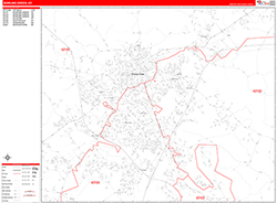 Bowling Green Wall Map Zip Code Red Line Style 2026